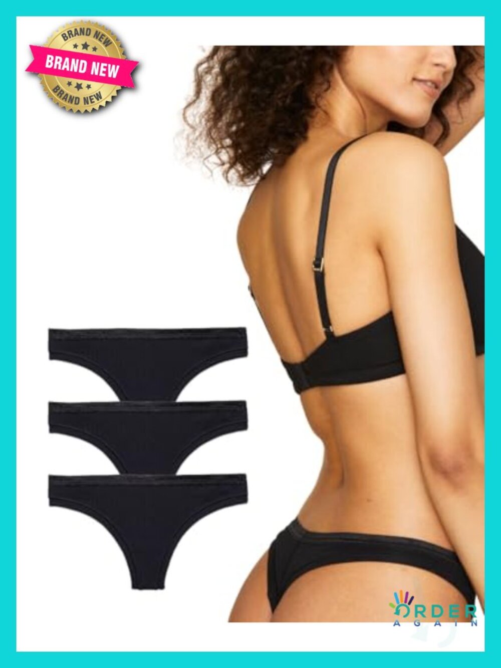 Organic Cotton Low Rise Thong 3 Pack No Show Tag Free